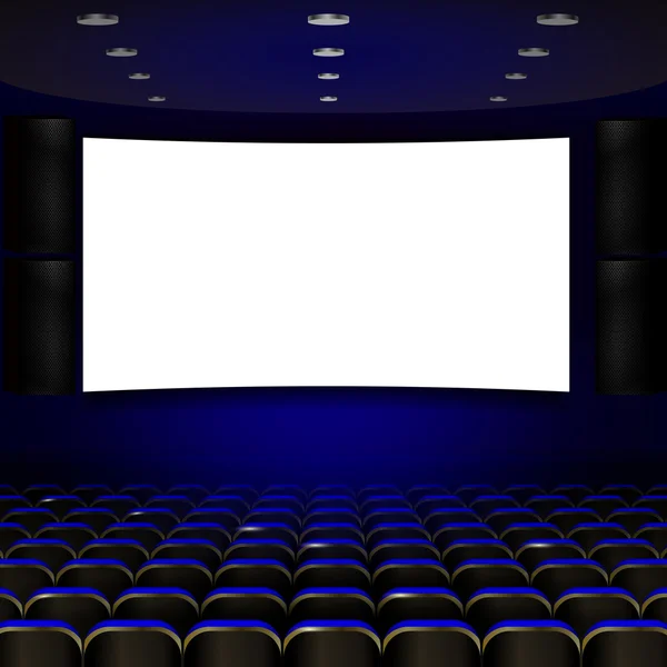 Cinema auditorium met scherm en stoelen. Vector. — Stockvector