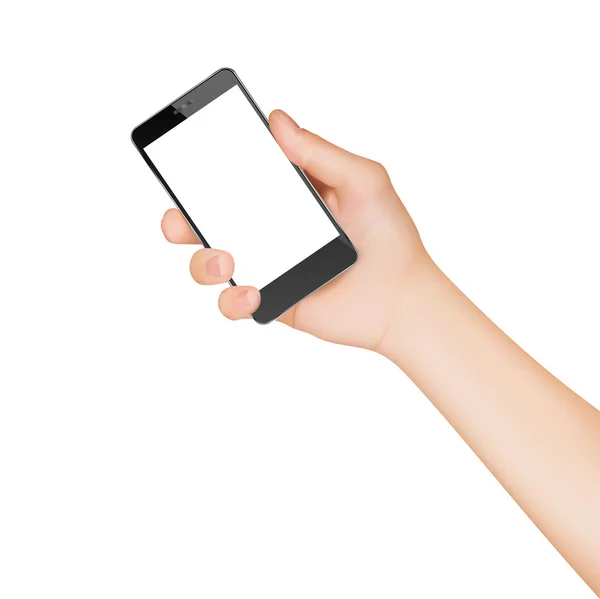 Smartphone i hand. isolerad på en vit bakgrund — Stock vektor