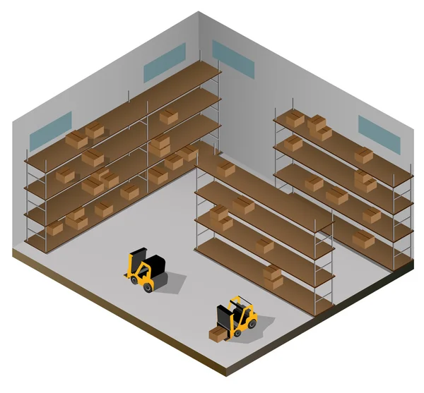 Vector isometrische magazijn gebouw pictogram — Stockvector