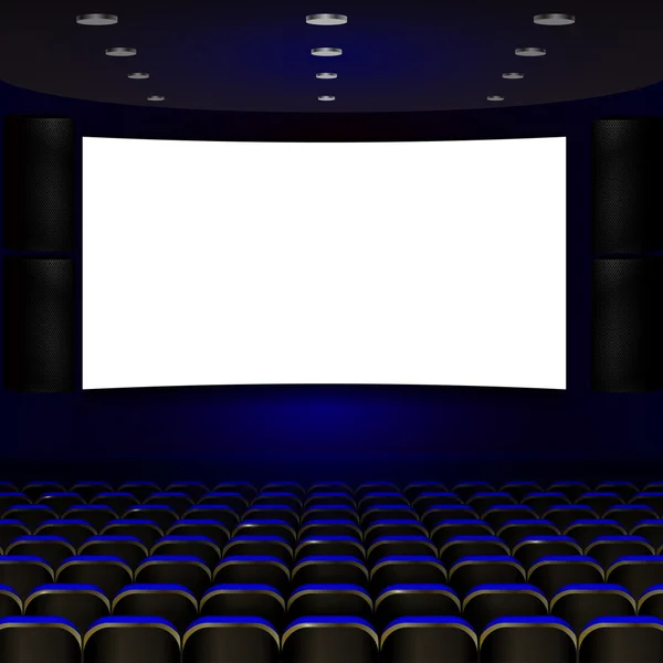 Auditorio de cine con pantalla y asientos. Vector . — Vector de stock