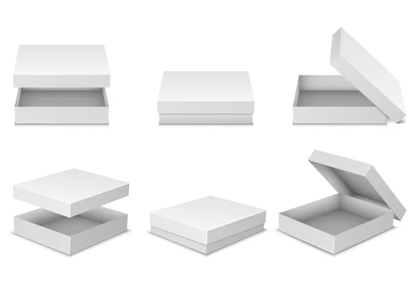 Colección de cajas en blanco aisladas sobre fondo blanco — Archivo Imágenes Vectoriales