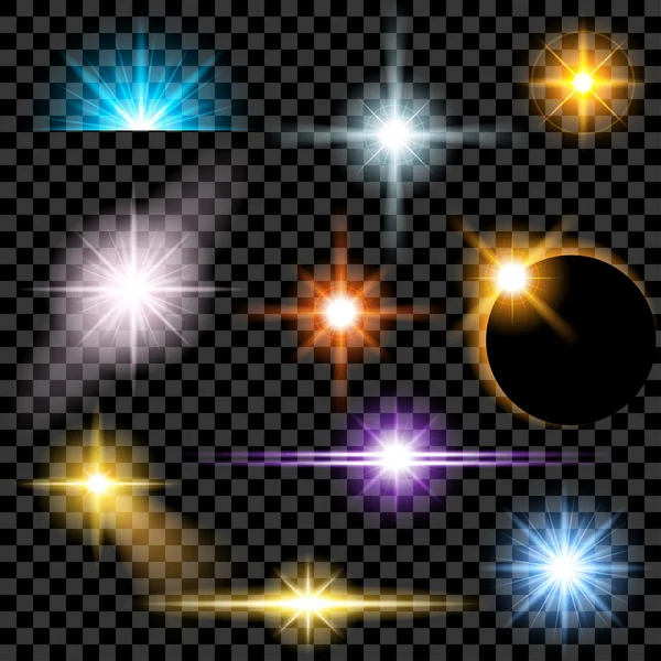 Lens Flare Set. Shining Collection. Vector illustration — Stock Vector