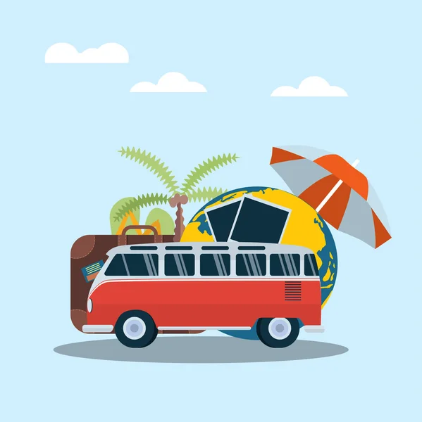 Concepto de viaje de verano, ilustración vectorial . — Vector de stock