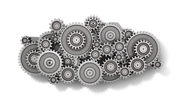 Concept of work. Mechanism of gears in form of cloud isolated on — Stock Photo, Image