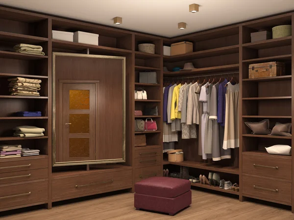 Omklädningsrum, interiör av ett modernt hus. 3D illustration — Stockfoto