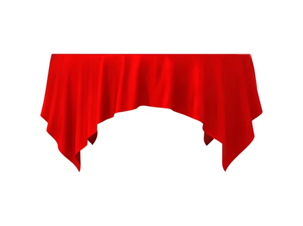 Mesa redonda vacía con mantel rojo — Vector de stock