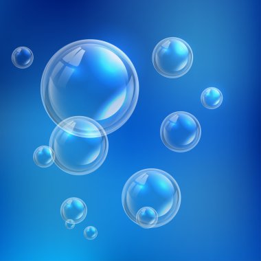 Gökkuşağı yansımalı gerçekçi sabun köpükleri izole edilmiş vektör illüstrasyonunu ayarlar