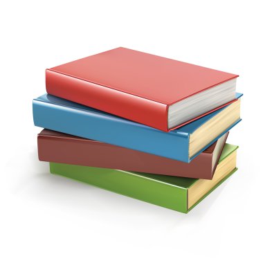 Beyaz bir arka plan üzerinde izole kitap yığını çok renkli.