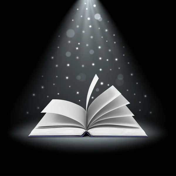 Kitap ile sihirli ışıkları açın — Stok Vektör