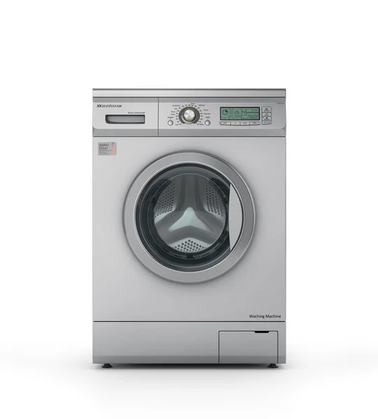 Closed modern washing machine in metallic color. 3d illustration — Stock Photo, Image