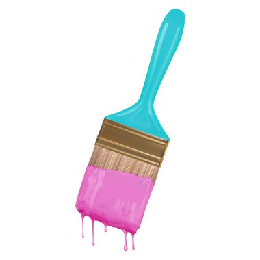 Beyaz bir arka plan üzerinde izole boya ile fırça
