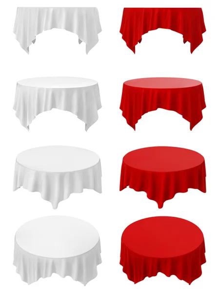 Обідні столи встановлюються з скатертиною. Ілюстрація на білому — стоковий вектор