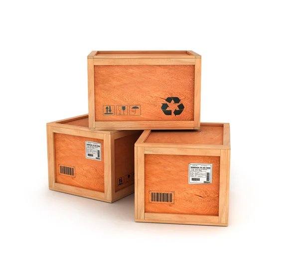 고립 된 나무 배달 상자 — 스톡 사진
