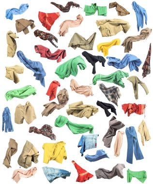 Beyaz arka plan üzerinde izole sonbaharda renkli giysiler