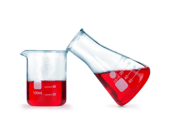 Dois tubos de ensaio com sangue isolado em branco — Fotografia de Stock