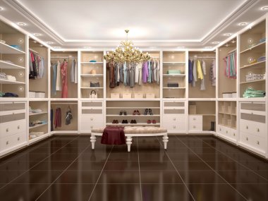 luxury wardrobe in modern style. 3d illustration. clipart