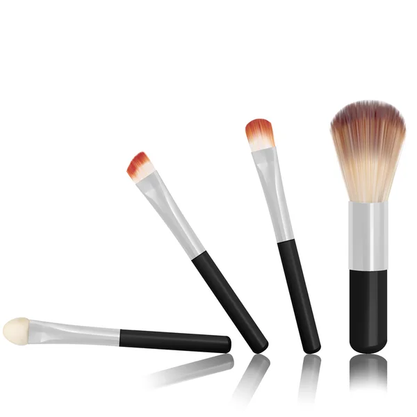 Brushes make up with reflection on an isolated white background — Stock Vector