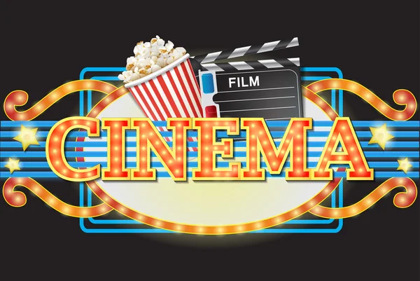 Cool cinema sign  isolated on a black background — Stock Vector