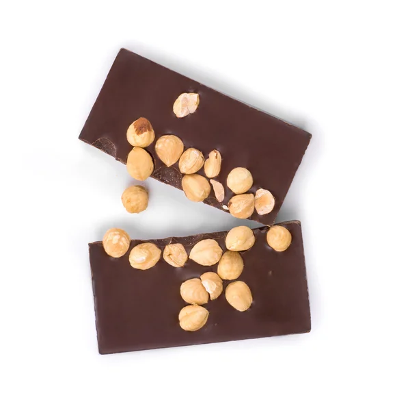 Caramelle al cioccolato con noci isolate su bianco — Foto Stock