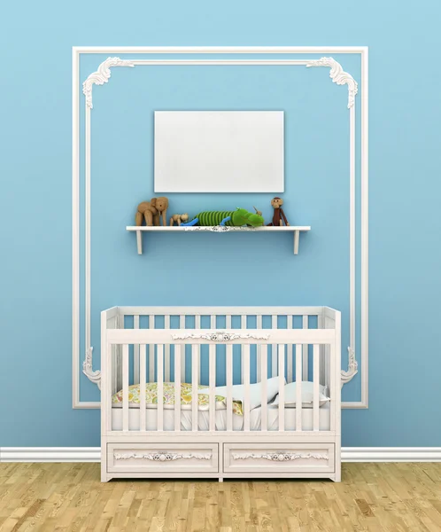 Klassieke kinderkamer met cradle. 3D illustratie — Stockfoto