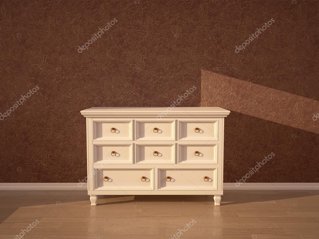Light Beige Chest Of Drawers In The Interior On The Background O