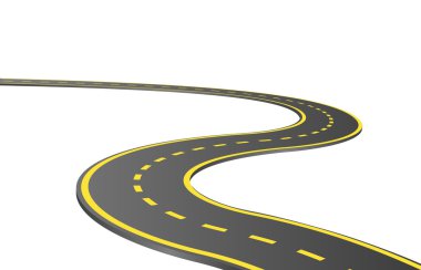 Beyaz bir arka plan üzerinde izole soyut asfalt yol