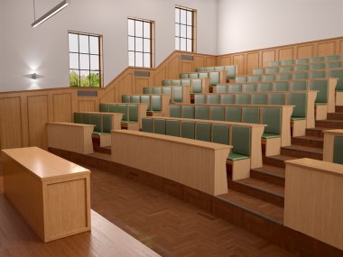 Empty modern style of lecturing of the University in the class w clipart