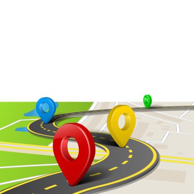 Beyaz bir arka plan üzerinde izole soyut asfalt yol