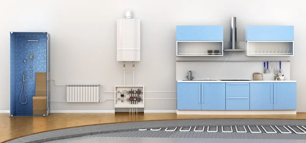 Alternative heating underfloor. Scheme of heat exchange coil. 3d — Stock Image Alternative heating underfloor. Scheme of heat exchange coil. 3d Stock Picture
