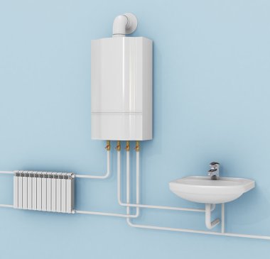 Enerji tasarruflu Isıtma sistemi Termostatlar ile. Akıllı ev. kaynatın