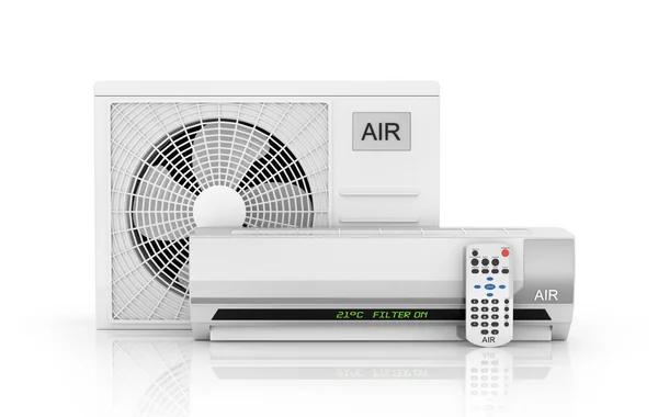 Air conditioning op wit wordt geïsoleerd. 3D illustratie — Stockfoto