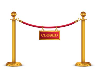 A velvet rope barrier, with a closed sign clipart
