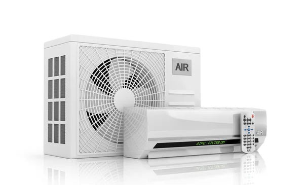 Air conditioning op wit wordt geïsoleerd. 3D illustratie — Stockfoto