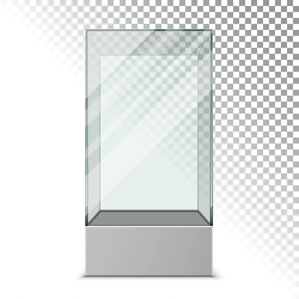 Leere Glasvitrine für Exponat. Vektorillustration — Stockvektor