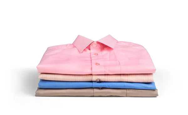 Stack of colored men's shirts isolated on white background — Stock Photo, Image