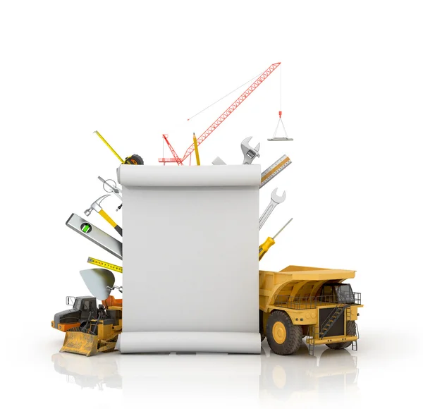 Building concept with construction tools on a white background.3 — Stock Photo, Image