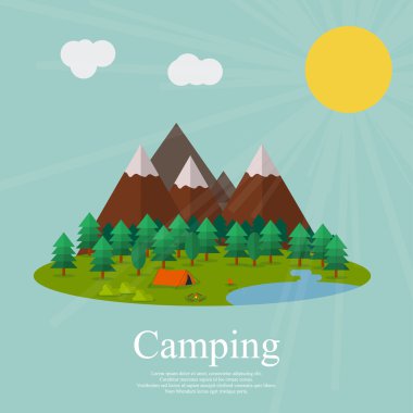 Vektör düz çizim kampı