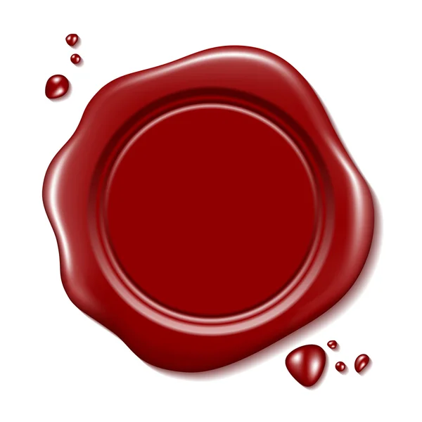 Sceau de cire rouge avec petites gouttes — Image vectorielle