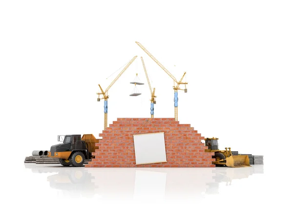 Concetto di costruzione su sfondo bianco. Illustrazione 3D — Foto Stock