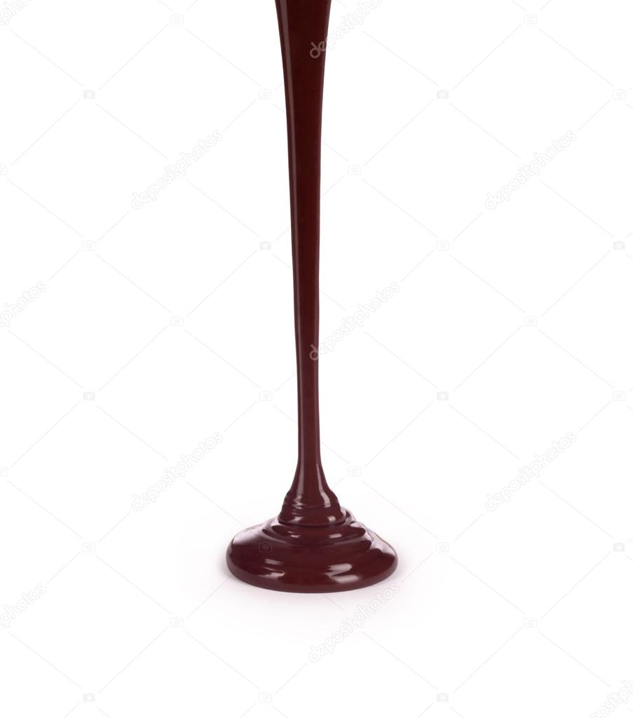 chocolate pouring isolated on a white background