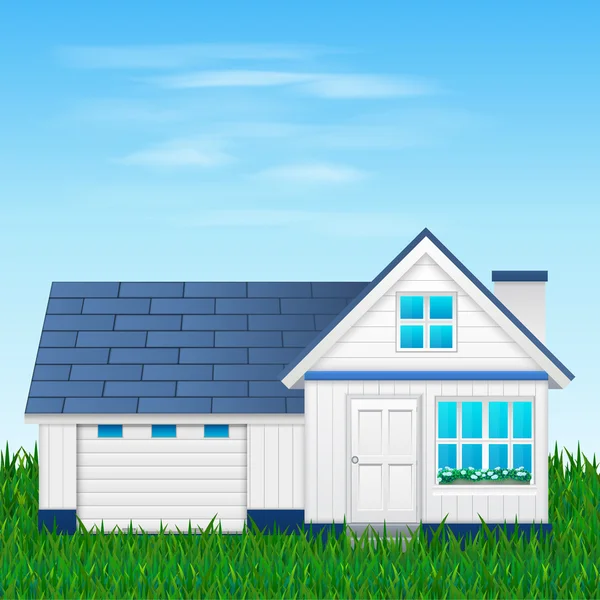 Casa de família suburbana com garagem —  Vetores de Stock