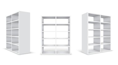 Boş beyaz dolabı beyaz zemin üzerine izole