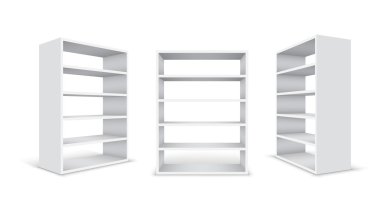 Boş beyaz dolabı beyaz zemin üzerine izole