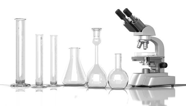 3D render illustration. empty laboratory  glassware whith labora — Stock Photo, Image