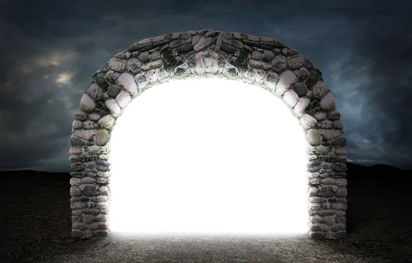 Concept of different dimension. White mysterious portal to anoth — Stock Photo, Image