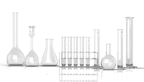 3D render illustration. empty laboratory  glassware on white bac — Stock Photo, Image