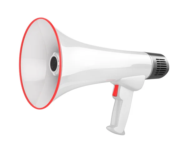 White bullhorn public address megaphone isolated on white backgr — Stock Photo, Image