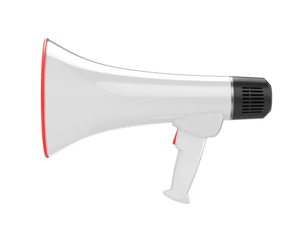 Bílé bullhorn veřejnou adresu megafon izolovaných na bílém pozadí — Stock fotografie