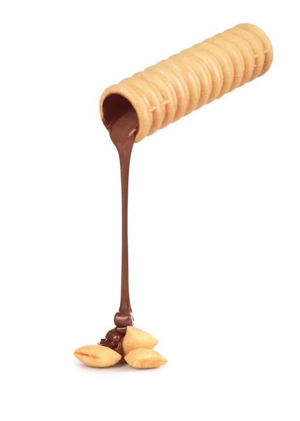 Schokolade aus einer Waffelröhre — Stockfoto