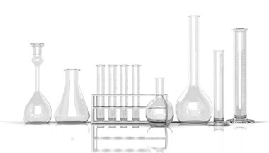 3D render illüstrasyon. Beyaz bac üzerinde boş Laboratuar kapkacakları